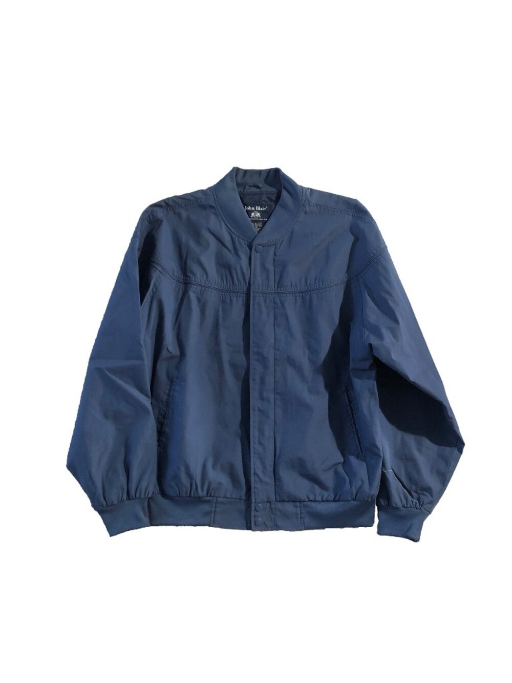 Vintage John Blair Bomber Jacket Mens Size L Navy Blue Varsity Full Zip Lined